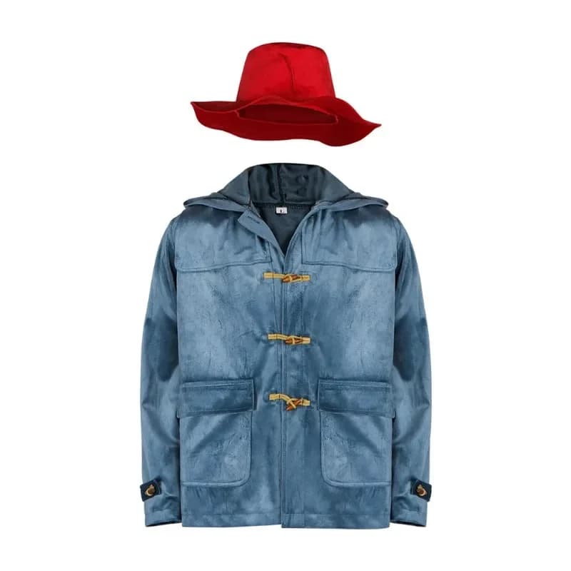 Film Paddington Costume Cosplay Orso Retro Corno di pecora Bottoni Cappotto con cappuccio Abbigliamento quotidiano da uomo adulto Top di Halloween