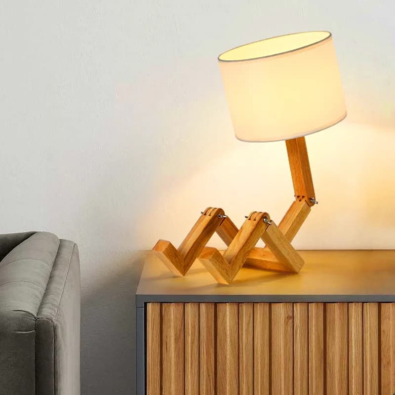 Lampade da terra creative a forma di robot in legno giapponese Studio Moda Lettura a LED Scrivania Luci notturne Apparecchi decorativi per interni