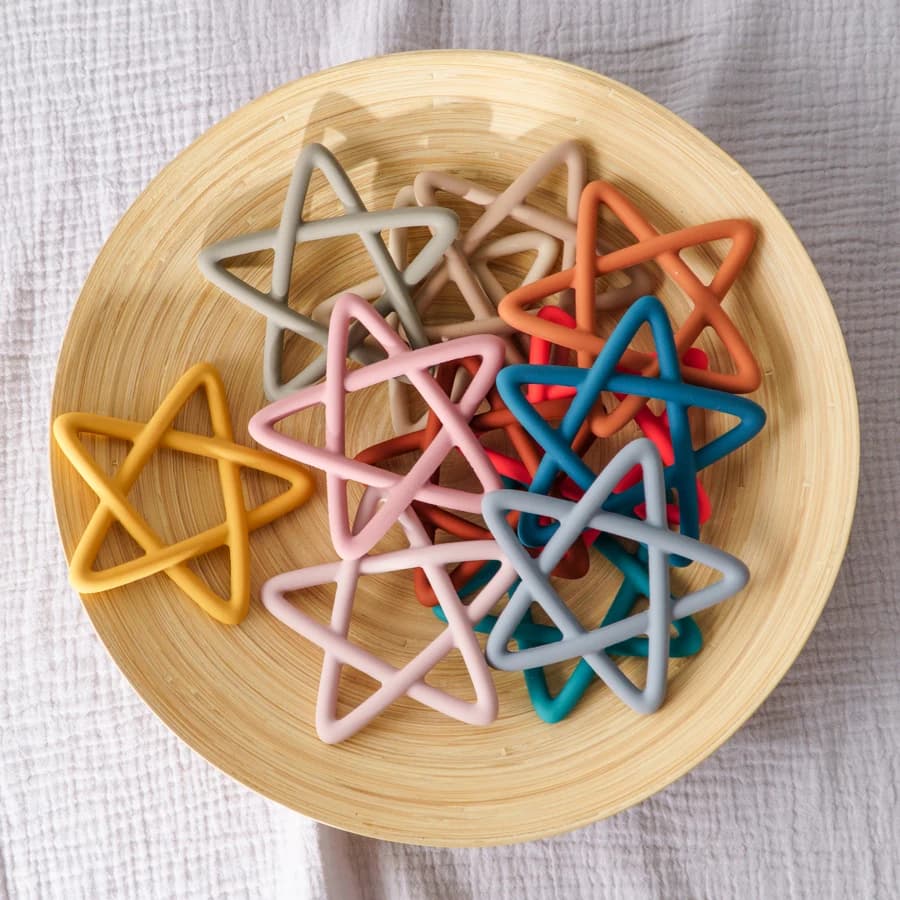 Massaggiagengive in Silicone per Neonati, Giocattolo da Masticare per la Dentizione, Ciuccio per Neonati in Silicone Alimentare, Giocattolo a Forma di Stella per l'Allenamento della Presa del Bambino