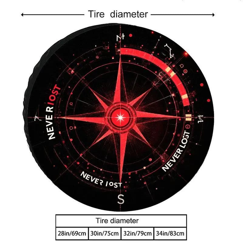 Fit SUV Truck Tire Cover With Compass - Never Lost Navigation System, Ic Car Wheel, All-Terrain Survival Accessory (Fits 28"/29"