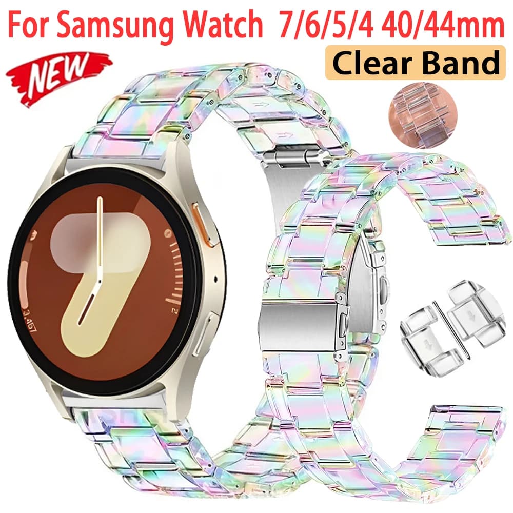 Cinturino trasparente da 20 mm per Samsung Galaxy Watch 7 40/44mm Bracciale da donna per Galaxy Watch 4 5 6 43/46mm Cinturino trasparente