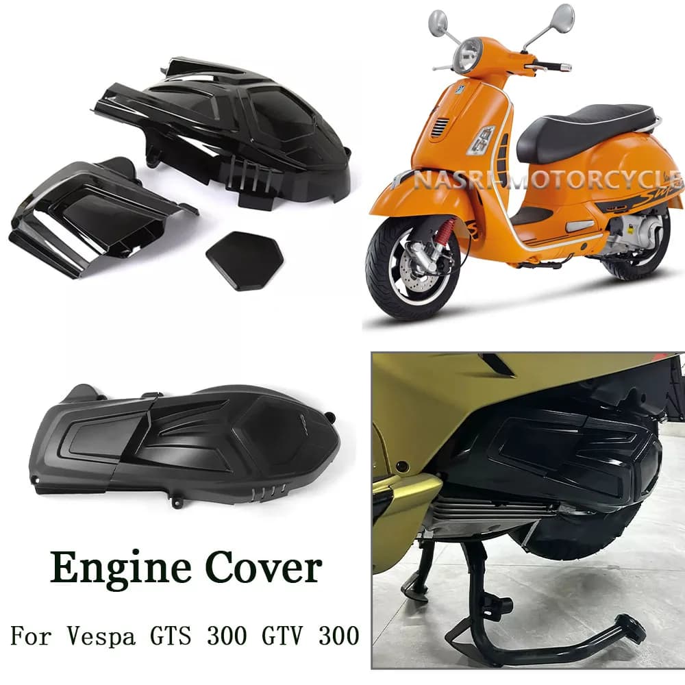 Moto Scooter Nero Copertura Del Motore Protezione Motore Bullone Guard Per Vespa GTS300 GTS 300 GTV300 GTV 300 HPE