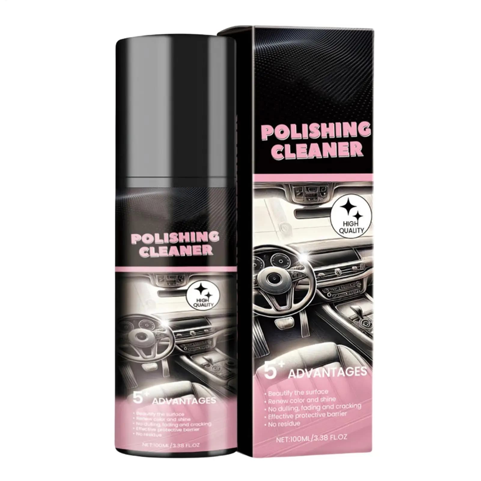 Smalto e detergente per interni auto Spray 100ml Dettagli multiuso per cruscotto Pelle Plastica Ripristina la lucentezza e protegge il kit di cura