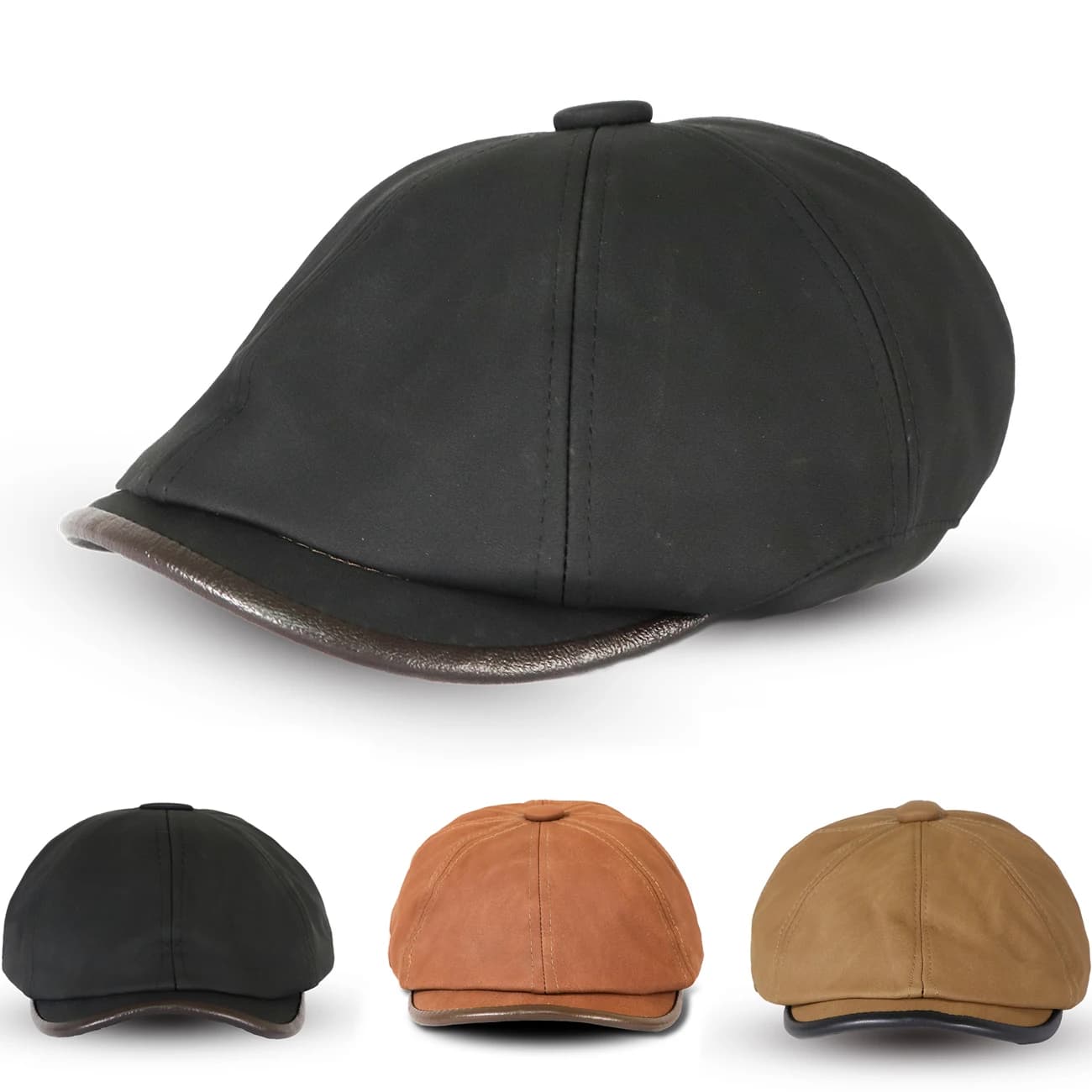 Cappello da strillone ottagonale da uomo Berretto in pelle PU lavato Berretto da strada francese Gatsby Ivy Cabbie Caps Golf Scally Cappelli per le donne