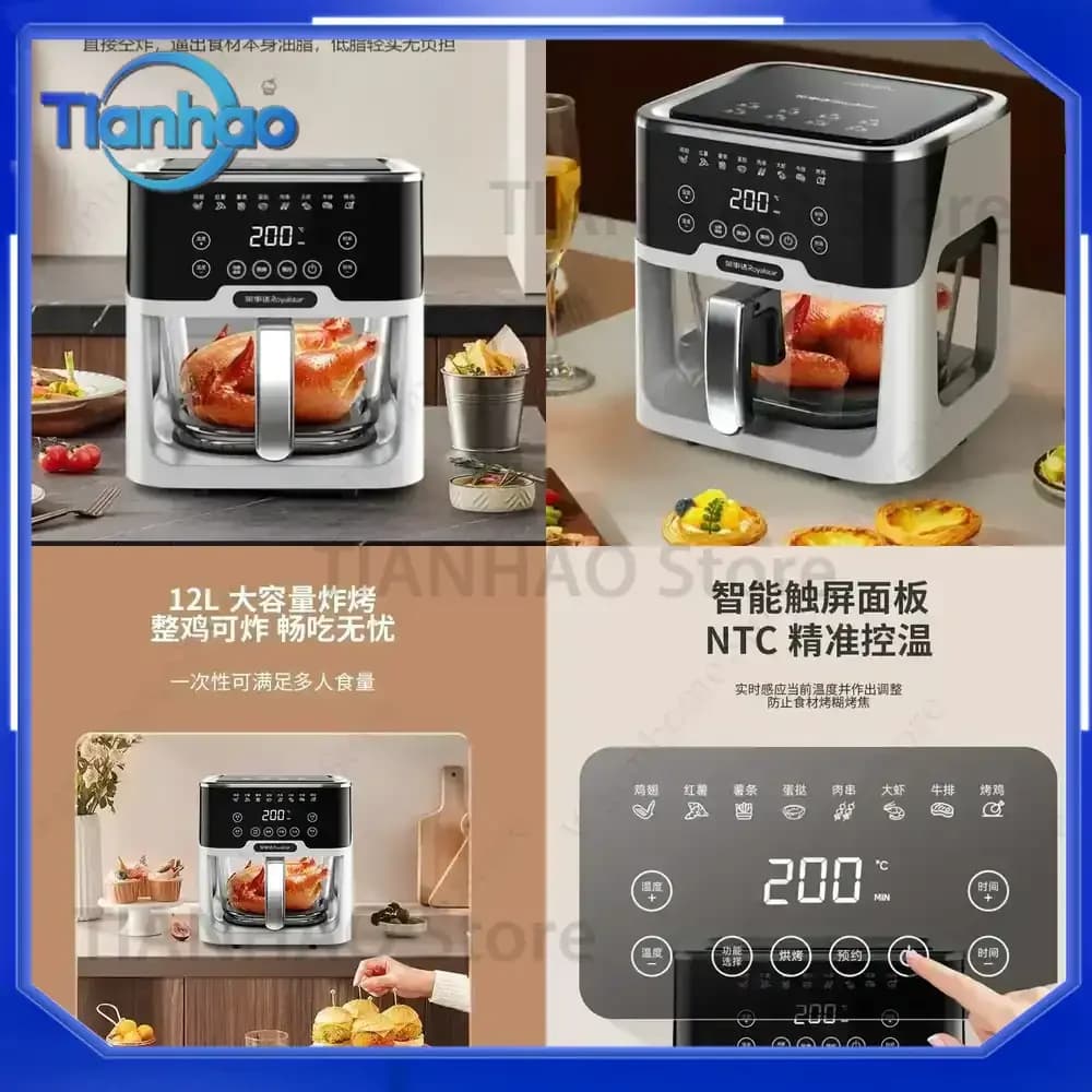 New Smart Multi-Function Oil-Free Fully Automatic Air Fryer with Visual Display Large Capacity and High Power for Home Use