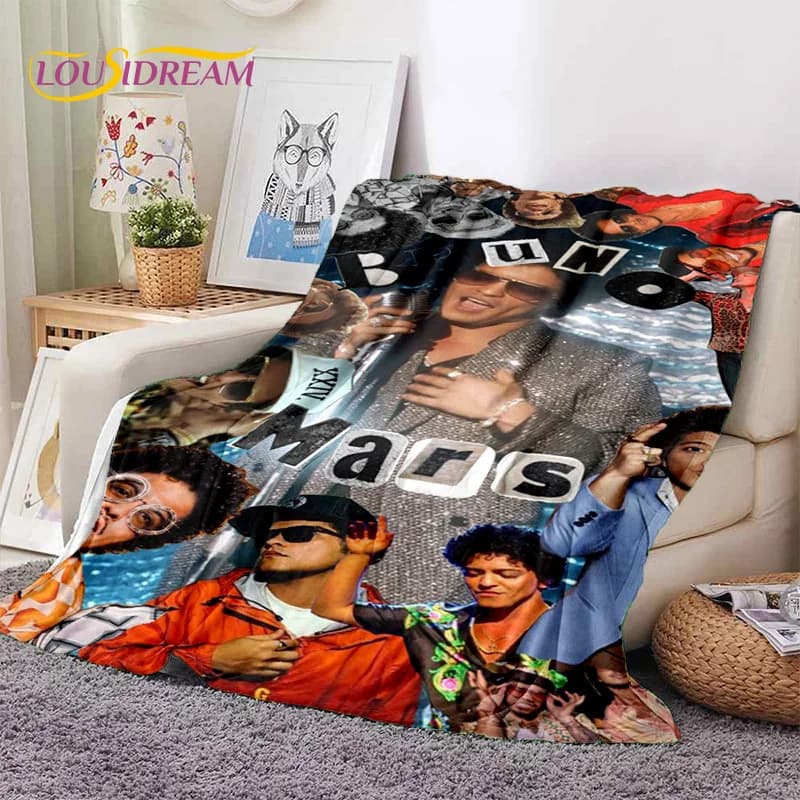 Bruno Mars 3D Singer Star coperte di flanella morbida, coperta comoda coperta per letti da Picnic copertura per camera da letto di casa regalo per bambini