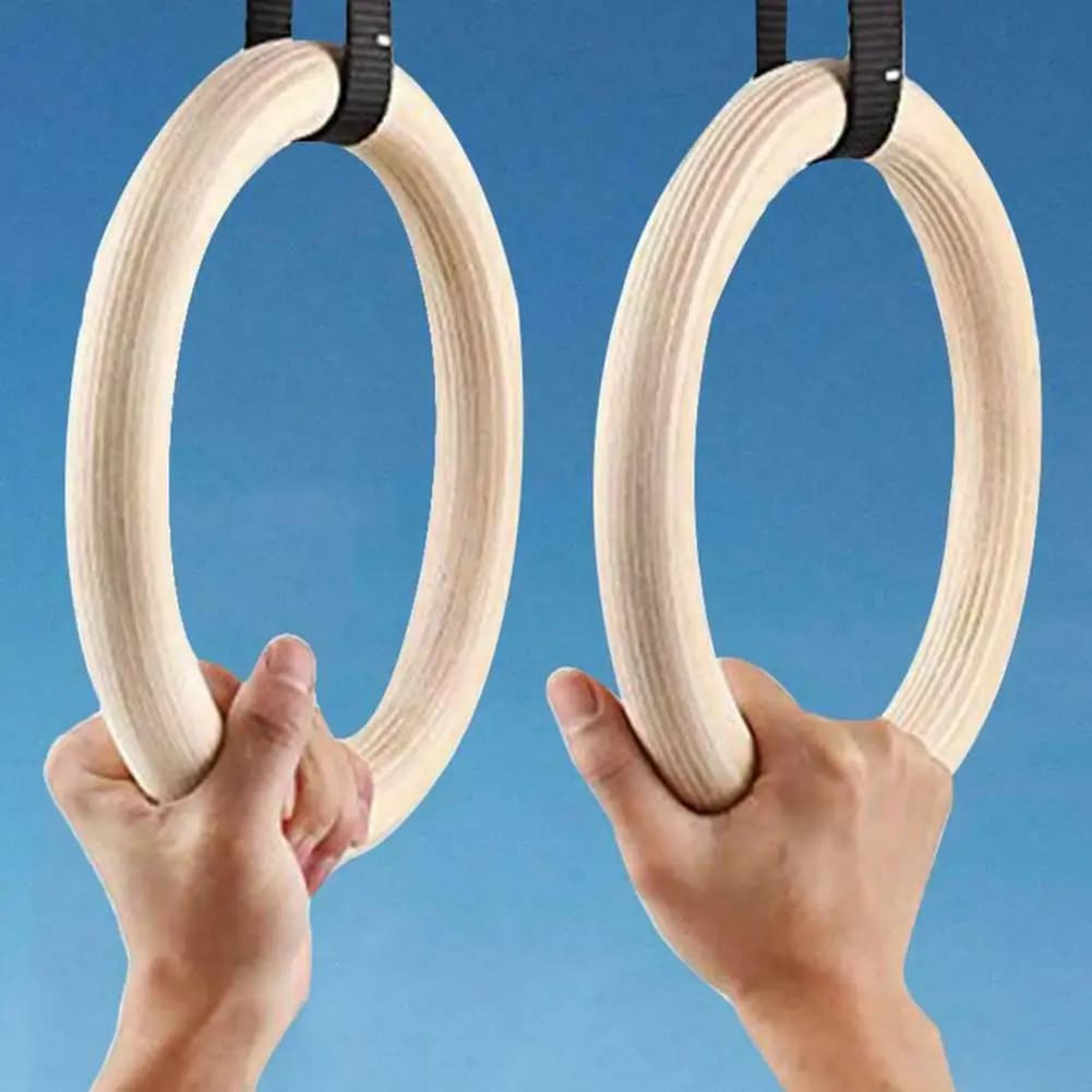 Gymnastics rings Wood traction buckles Trainer 28/32mm Fitness Exercise Rings Gym Fitness Yoga Ring for shoulder strength training