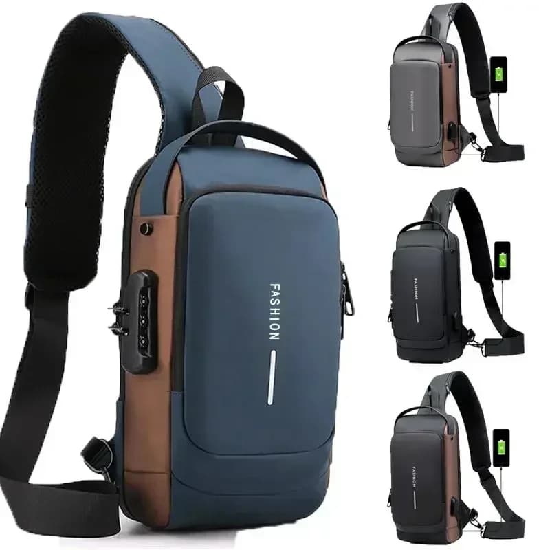 Waterproof Men's Backpack, Shoulder Bag with USB Charging, Durable Design Large Capacity For Business And Travel
