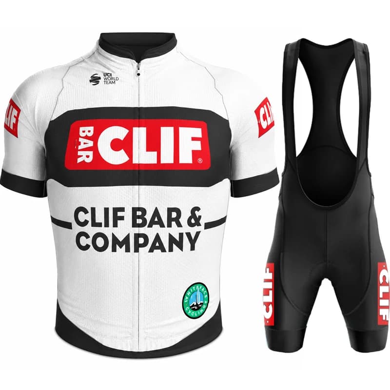 Clif Bar Men Road Bicycle Cycling Outfit Short Sleeve Jersey Quick Dry Breathable Padd Bib Shorts Summer Racing Sportswear Wear