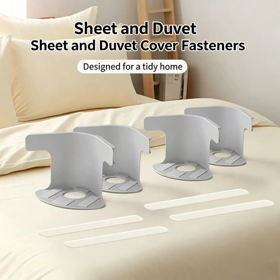 4Pcs Bedsheet Corner Fasteners, Heavy Duty Bed Sheet Grippers to Keep Sheets Tight, No Slip Clips
