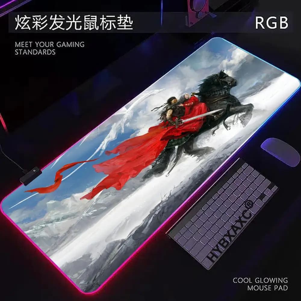 RGB LED HD Guild Wars Mouse Pad Oversized Mouse Mat, Extended Gaming Surface, Non-Slip Backing, Perfect for Desk Use HYBXAXC