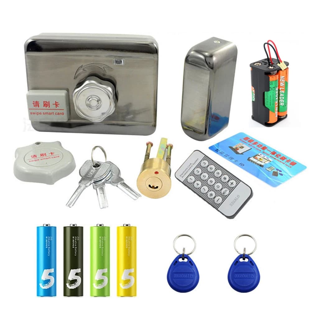 Serratura elettronica con bordo batteria AA Serratura per cancello elettrico Serratura per porta RFID silenziosa Serratura di sicurezza per cancello per porta di casa senza cablaggio