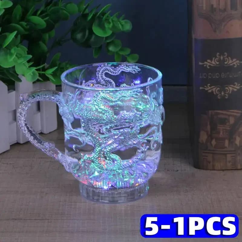 1-10 Pezzi Bicchieri Luminosi Trasparenti, Bottiglie Colorate per Vino e Whisky, Boccali per Birra Lampeggianti, Tazze Luminose a Batteria