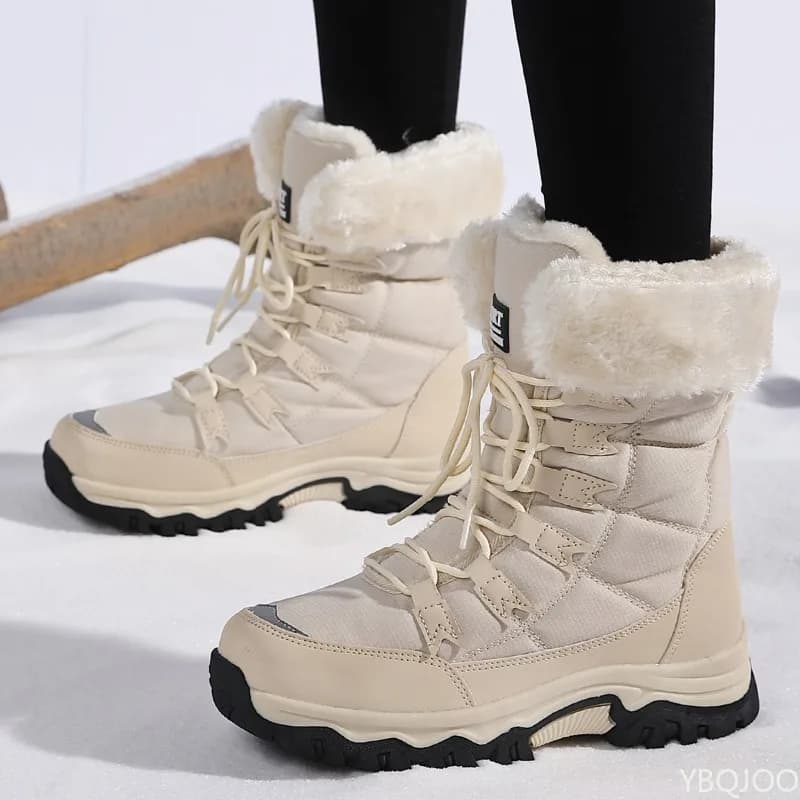 Stivali da donna con sottogola calda invernale ispessita resistente al freddo semplici comodi stivali da trekking all'aperto resistenti all'usura antiscivolo