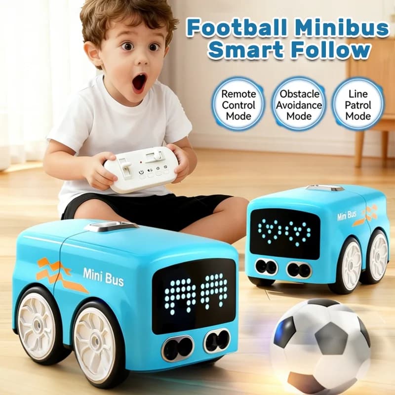 NUOVO Mini Bus Telecomandato Intelligente con Schermo LED Emoji, Giocattolo Interattivo a Induzione Gestuale per Bambini 6+ Anni