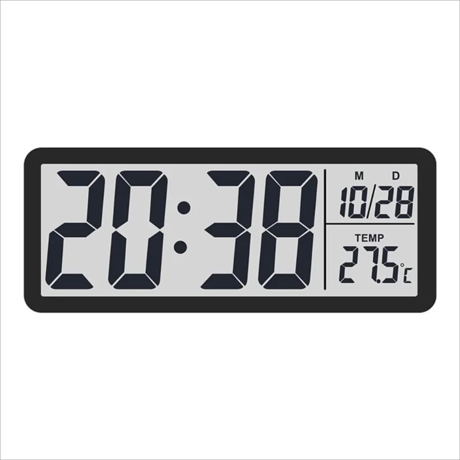 Minimalist LCD Wall Clock - Digital Clock with Temperature Display for Living Room/Bedroom, Silent Night Light, Battery Powered