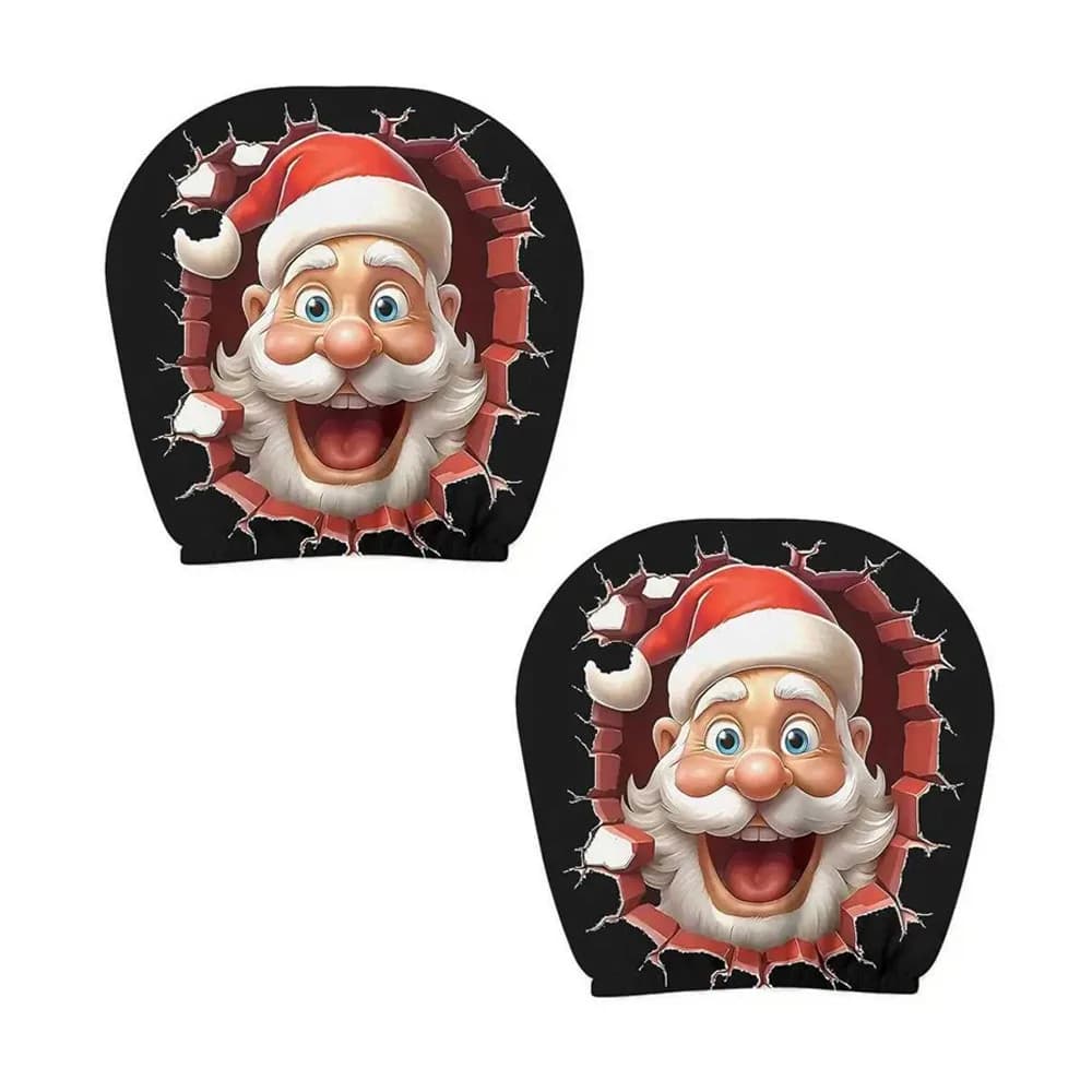 2 pezzi coprisedile per auto universale Babbo Natale copricapo per auto traspirante poggiatesta per seggiolino auto elastico antipolvere