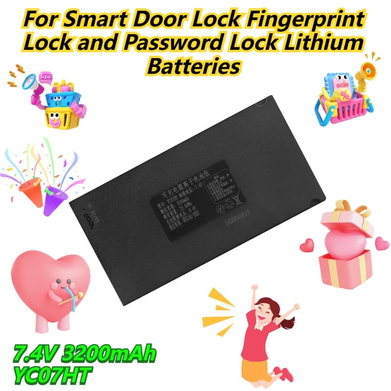 7.4V 3200mAh YC07HT per batterie al litio con blocco impronte digitali e blocco password Smart Door Lock