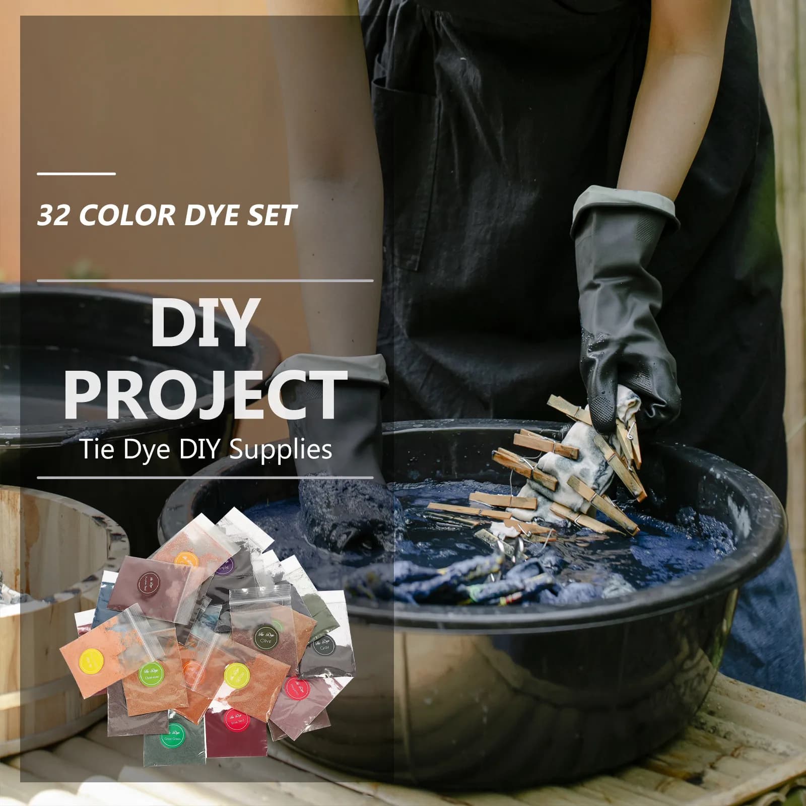 32 Packs of Tie Dye Powder, Vinyl Coloring Ribbons for Fabrics, T-shirts, Hats, Scarves, Fai-da-Te Projects, for Teenagers, Adults, Children, Group Holidays