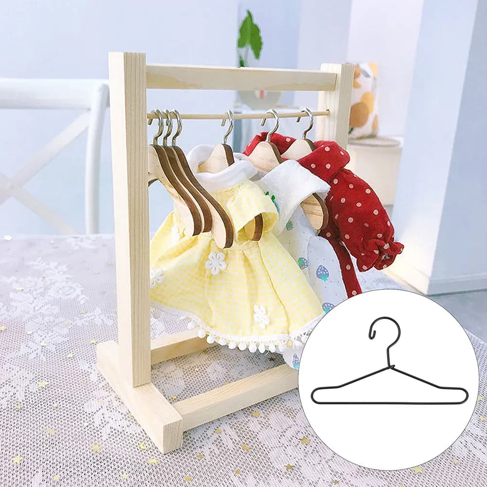 10 Pieces Mini Metal Hangers for Small garments, Easy Exhibition and Conservation, Essential for Doll House