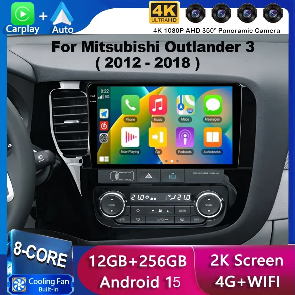 Android 15 Carplay Per Mitsubishi Outlander 3 GF0W GG0W 2012 2013 2014 2015 2016-2018 Autoradio GPS Lettore Multimediale Stereo DSP