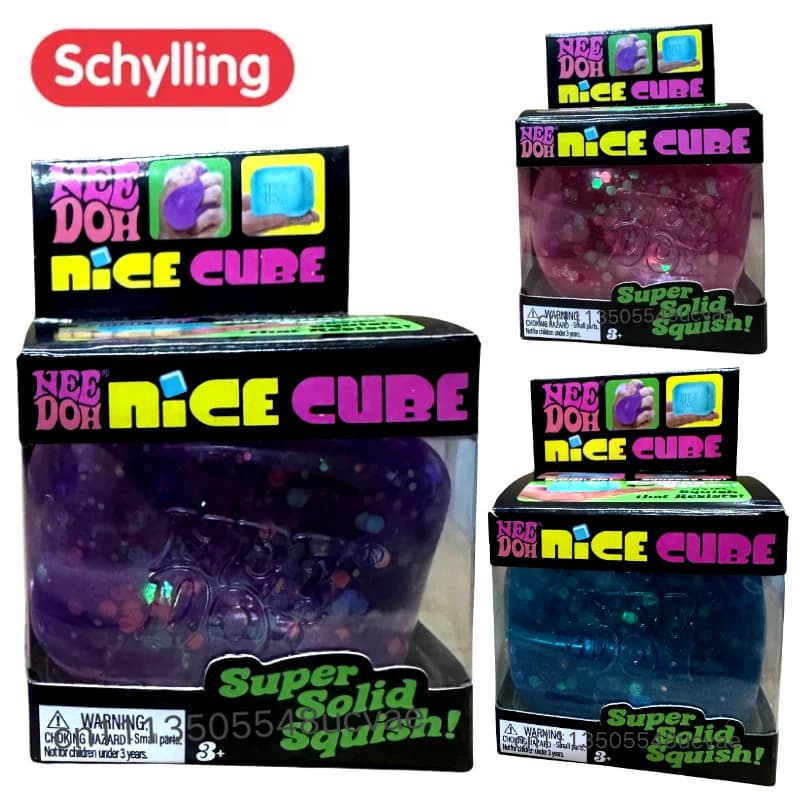 Nee Doh Slow Rebound Glitter Malt Sugar Stress Cube Squishy Anxiety Fidget Toy for Kids and Adults