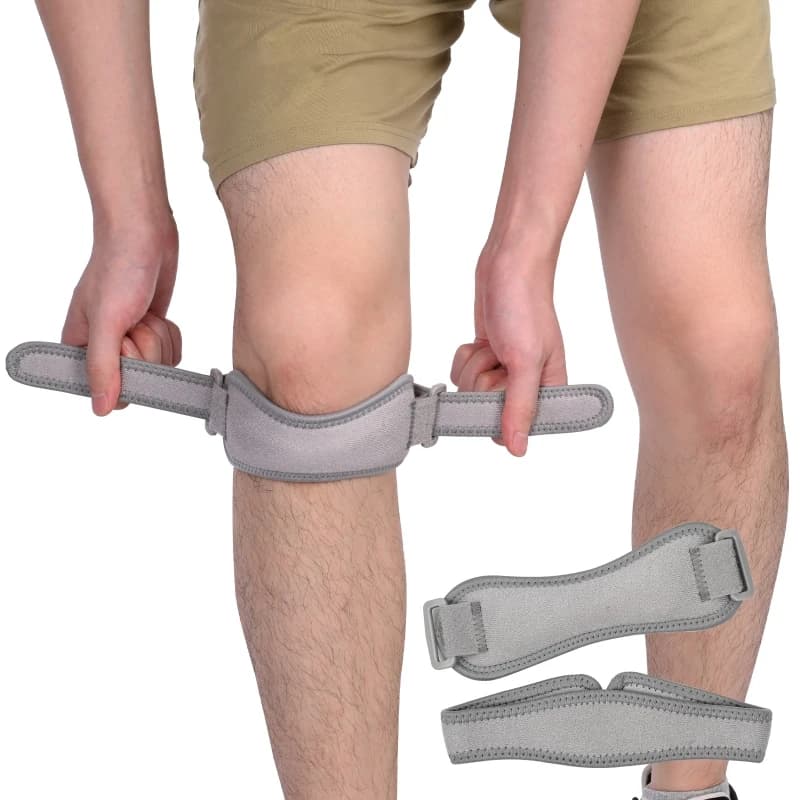 Protezione per tutore per fascia per ginocchio tendine rotuleo per alleviare il dolore Stabilizzatore traspirante per assorbimento degli urti con cuscinetto in gomma siliconica