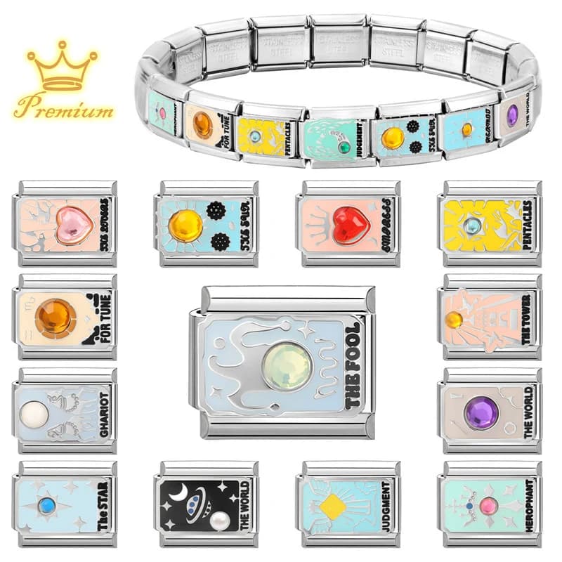 Nuova Serie di Carte dei Tarocchi Glaze 2026, Charm Italiani per Bracciali da 9mm, Gioielli in Acciaio Inossidabile, Creazione Fai-da-Te, Regali, Dropshipping