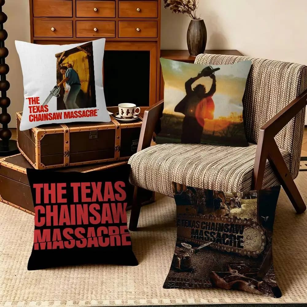 Movie Horror The T-exas Chainsaw M-assacre Decorative Room Aesthetics Pillow Case Home Decor Bedroom Sofa Bed Pillow Cover 45x45