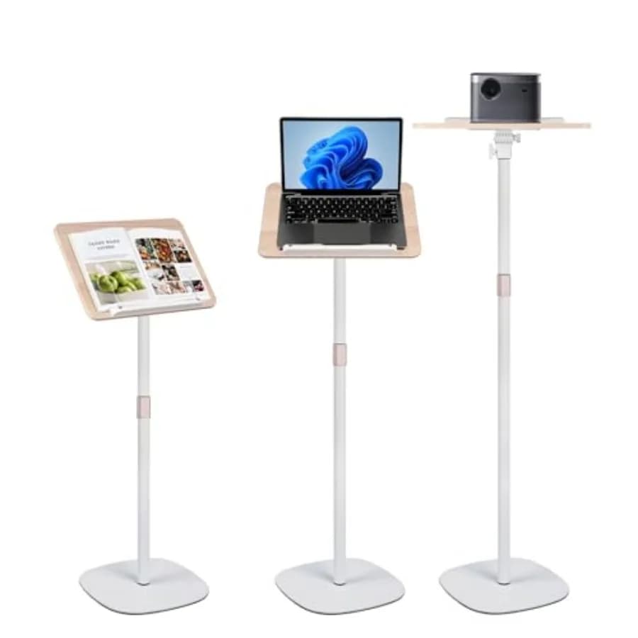 Support from Adjustable Land for Books, Height 20'-35', in Wood, for Tablet, Drinks, Recipes, Cooking Books with Clip, Stable and Portable