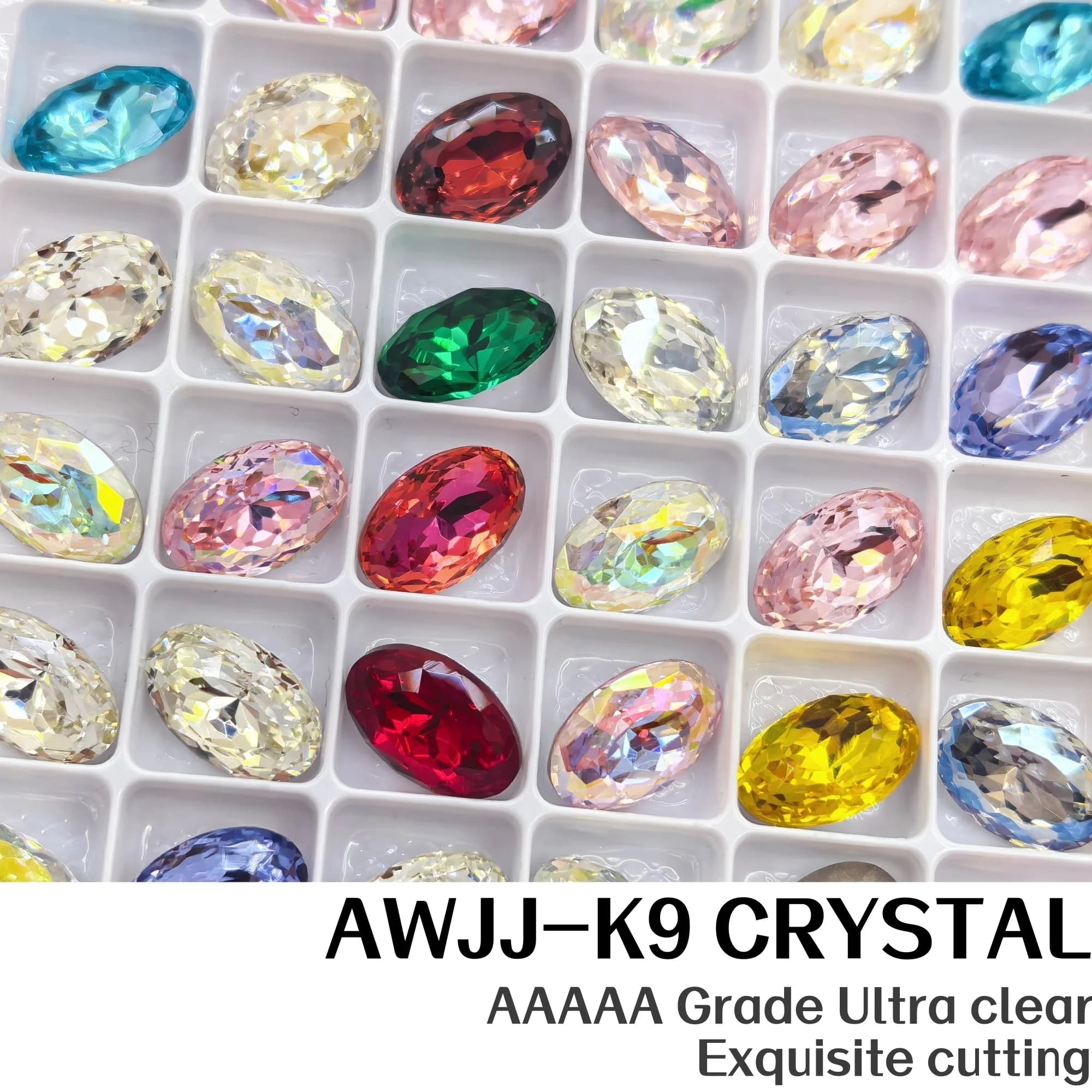 Strass in Cristallo K9 Ovali 8*12mm con Taglio a Nido, Sfaccettature Dense, Super Scintillanti, Fondo Appuntito, Confezione per Gioielli Unghie Fai da Te