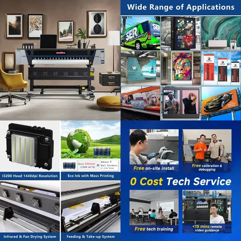 2026 Hot Sale Eco Solvent Printer and Cutter for I3200 8ft 10ft 3.2m 1.6m 1. Canvas Flex Banner Car Sticker Vinyl