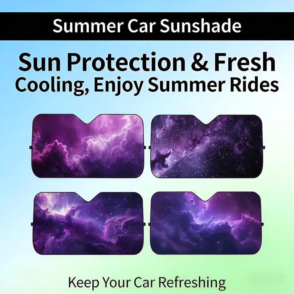 Parasole Retrattile per Auto con Protezione UV, Design Galassia Viola