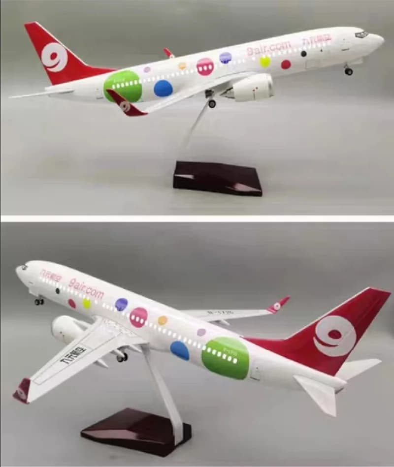 Aereo giocattolo per bambini 1:85 47 cm Aerei per aerei B737-800 9air.com Modello di aereo Materiale in resina Kit di costruzione di modelli di aeroplani Aereo