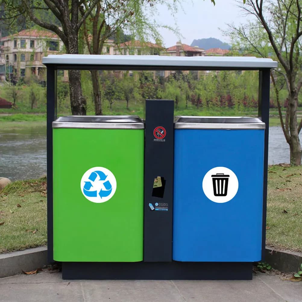 Set di Adesivi per Classificazione Rifiuti in PVC di Alta Qualità, Impermeabili e Autoadesivi, Etichette per Contenitori di Rifiuti