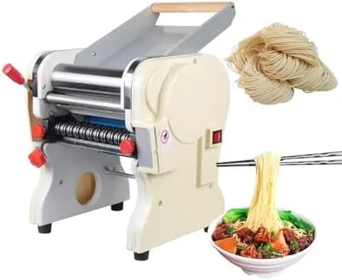 INTBUYING Macchina Elettrica per Pasta 110V 550W - Macchina per Noodle in Acciaio Inox con Doppio Coltello per Casa e Attività Commerciali