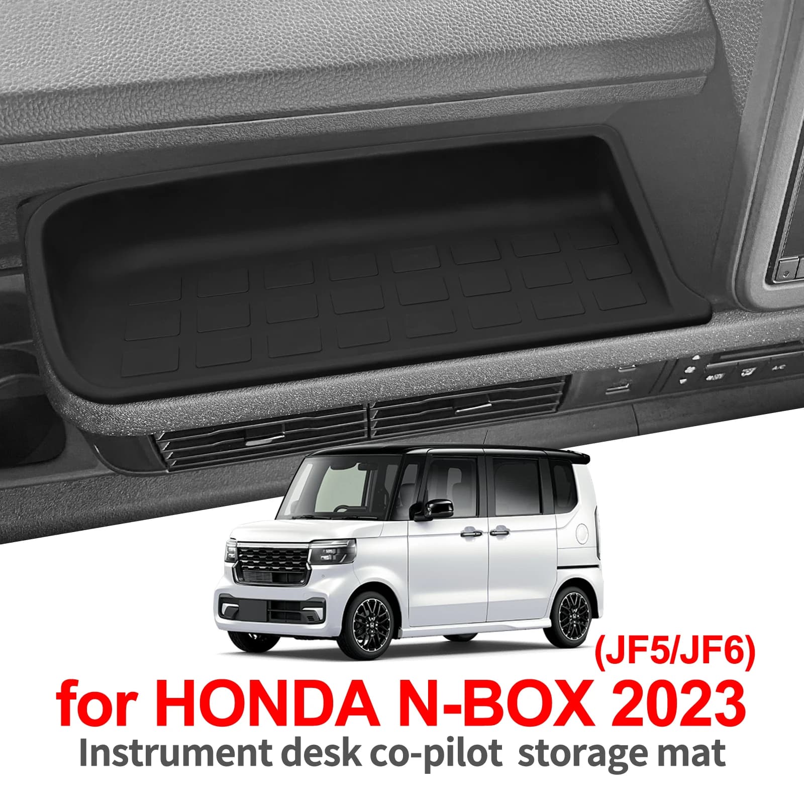 Per Honda N-BOX JF5 JF6 Car Copilot Storage Box vassoio Pad Organizer in Silicone accessori interni Tidying Black