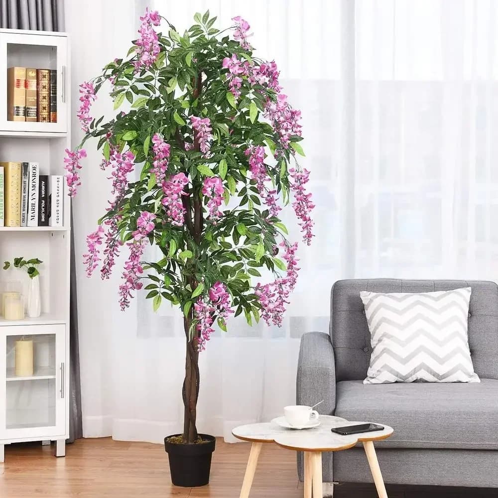 Albero di Glicine Artificiale in Seta da 1,8 m - Elegante Pianta Decorativa per Interni, Casa o Ufficio