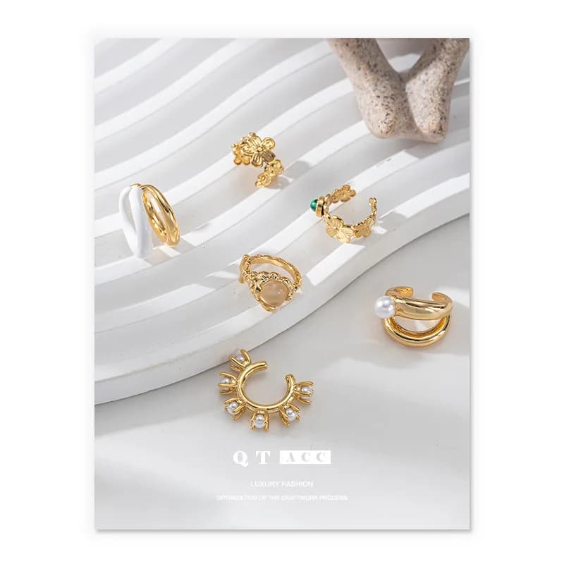 Orecchini a Clip in Acciaio Inossidabile Placcato Oro 18K per Donne | Orecchini Impermeabili Anti-ossidazione | Regalo di gioielli ipoallergenici senza piercing