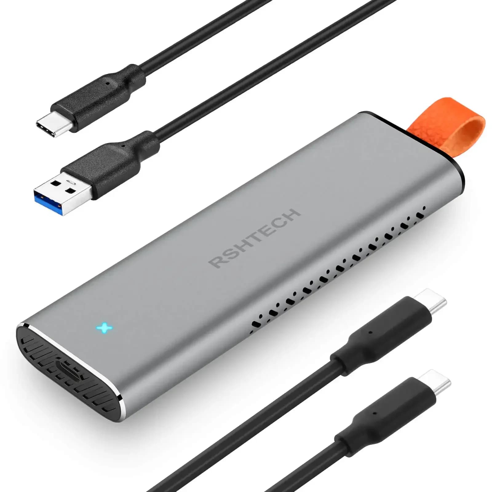 RSHTECH M.2 NVMe SATA SSD Custodia in alluminio 10 Gbps USB 3.1 NVMe SSD esterno Caddy per NVMe PCIe e SATA M-Key (chiave B+M) UASP