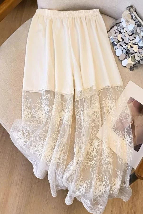 Nuovi Pantaloni Larghi in Pizzo a Tre Quarti per Ragazze, Stile Dolce e Fresco, Primavera-Estate 2026, Leggings in Pizzo, Nuovo Stile Cinese