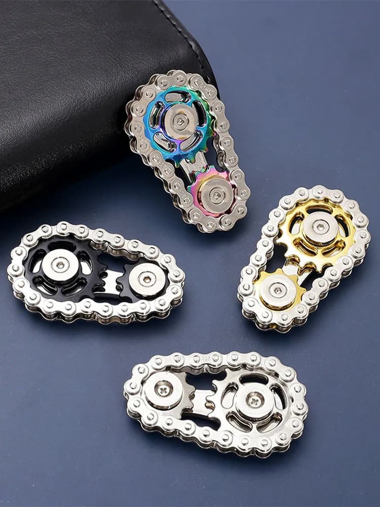 Catene Gear Fidget Spinner Giroscopio Punta delle dita Pignone Spinner a mano Catena ingranaggi Trottola in metallo Ruota dentata Catena giroscopio