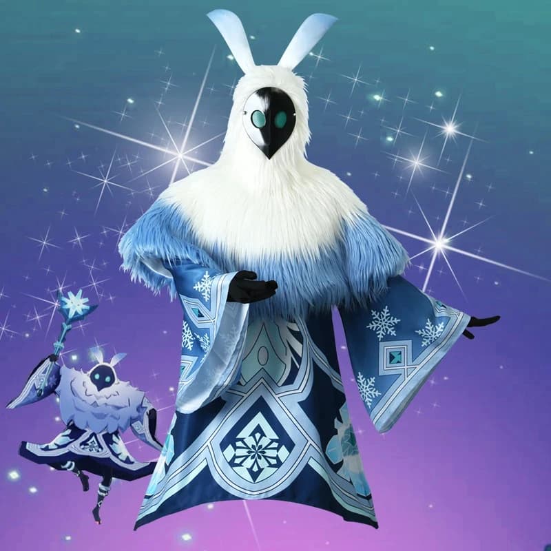 Costume Cosplay Genshin Impact: Maschera, Fascia per Capelli e Mantello da Mago dell'Abyss con Attributi Acqua, Fuoco, Ghiaccio e Tuono per Feste di Halloween