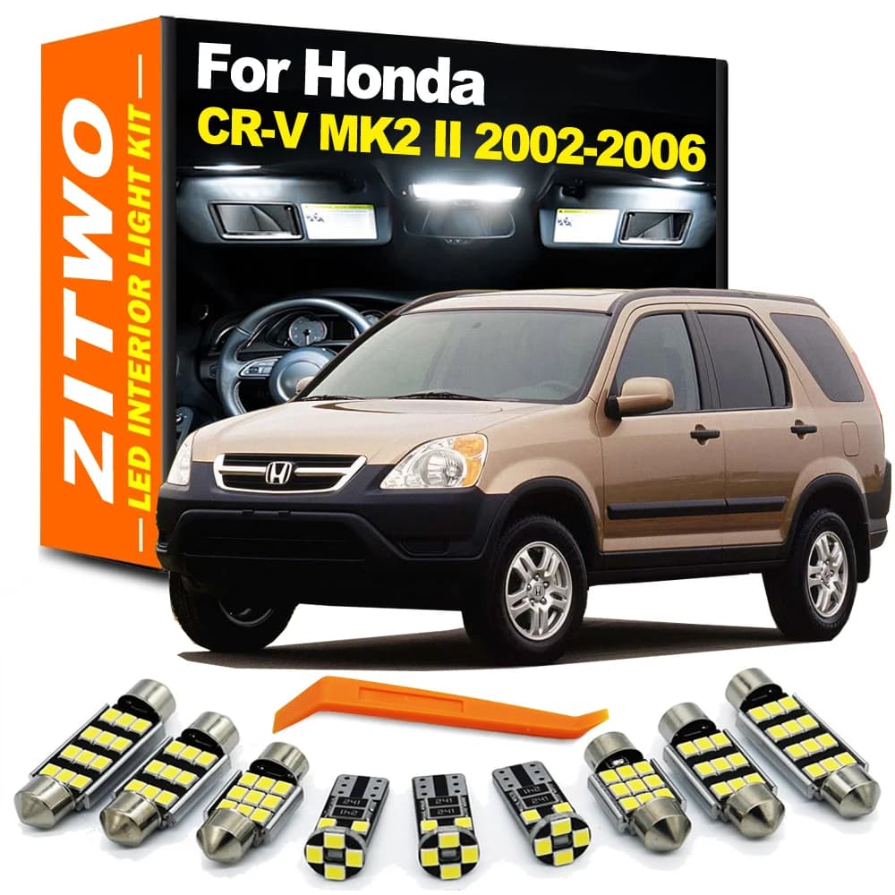 ZITWO 9 pz LED Interni Cupola Mappa Luce Kit Per Honda CRV CR-V 2002 2003 2004 2005 2006 II MK2 Auto Ha Condotto La Lampadina Lampada targa