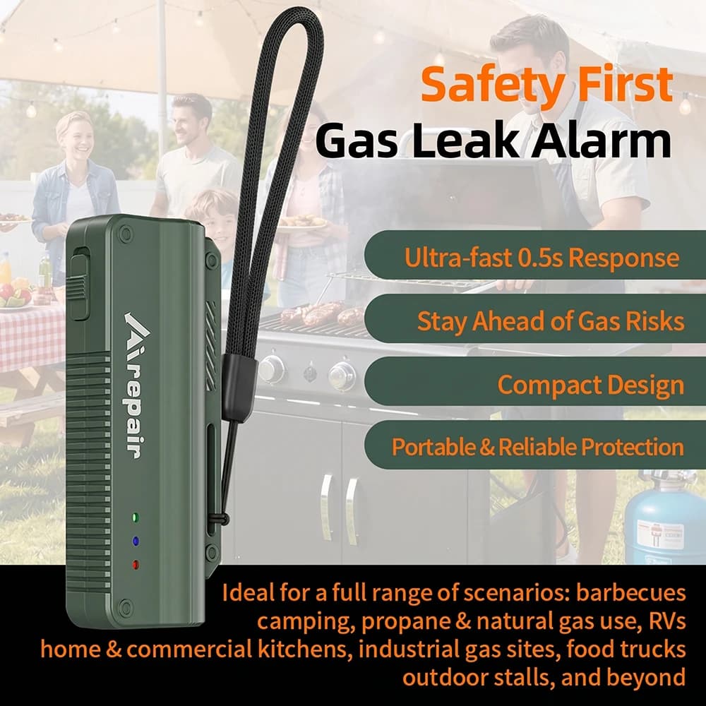 Portable Gas Detector, 50–1,000 PPM Methane and Liquefied Gas Detector, Carbon Monoxide Monitor, with Audible Alarm