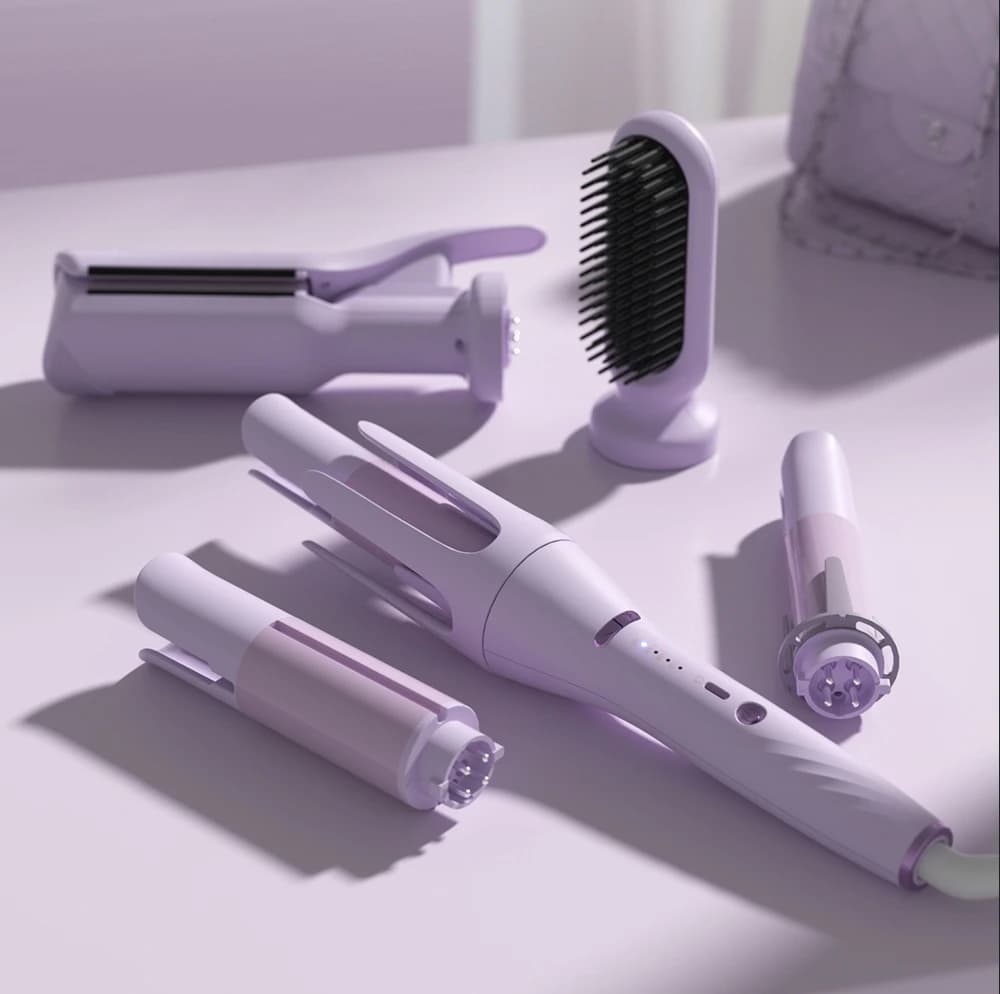 Spazzola Elettrica Professionale 7 in 1 con Pettine Intercambiabile e Staccabile, Spazzola Asciugacapelli 2 in 1