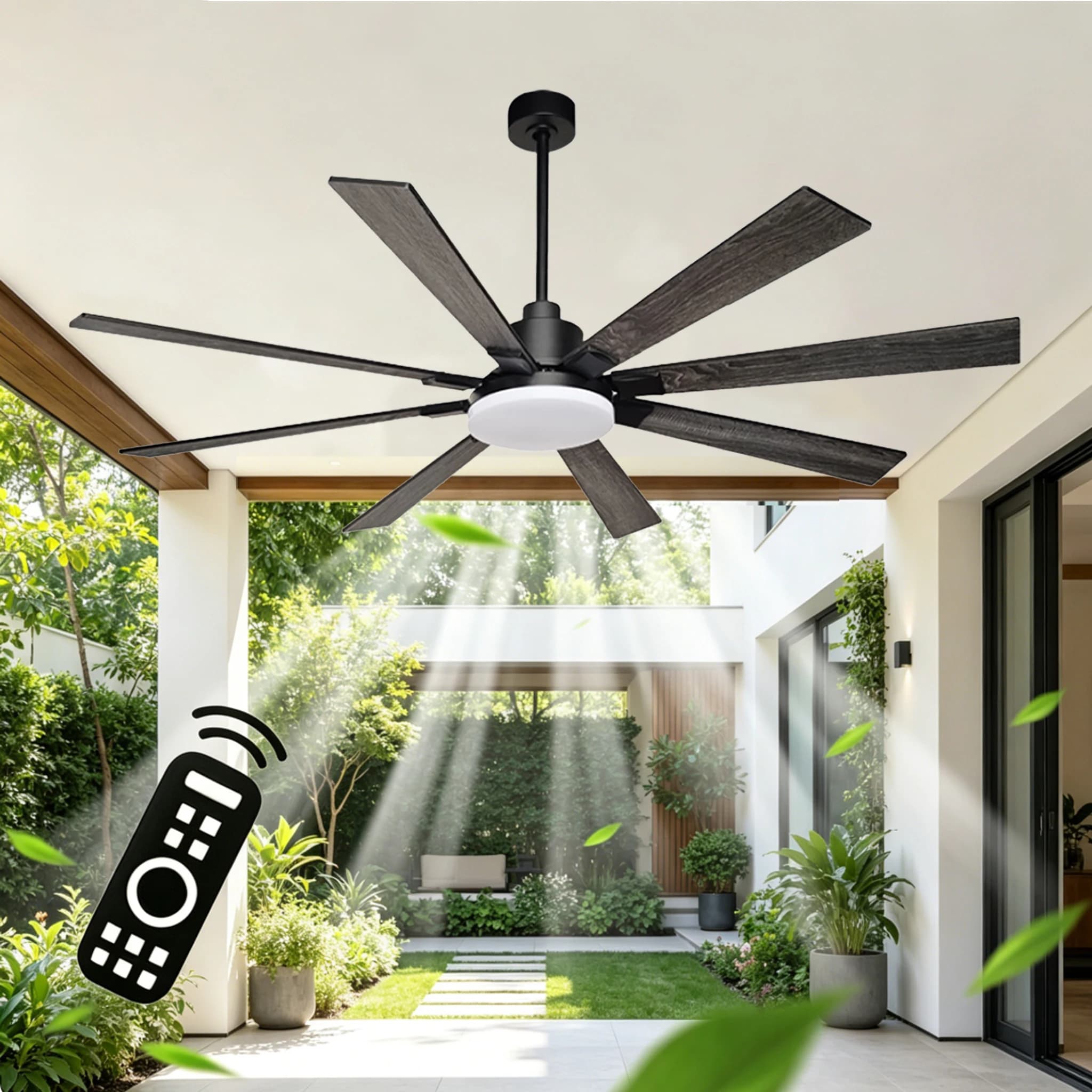 Ventilatori da soffitto grandi da 72 pollici con luci, 8 pale reversibili, dimmerabili, telecomando, 6 velocità, motore DC reversibile