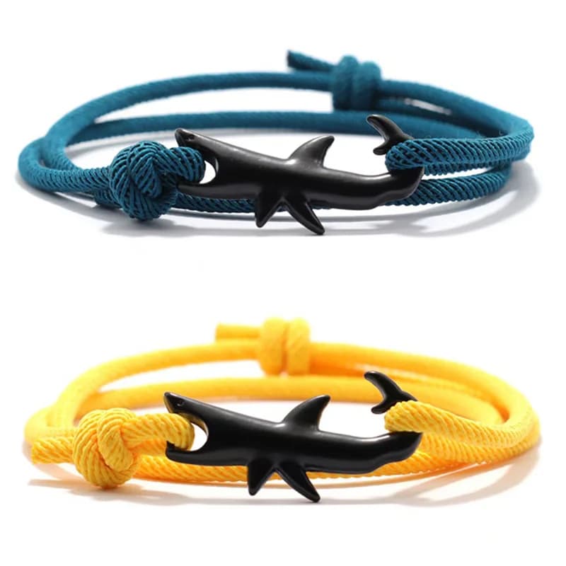 Moda 2 Pz/paia Filo di Squalo Marino Bracciale Uomo Donna Milano Corda Regolabile Animale Braslet Spiaggia Surf Coppia Casual Joias