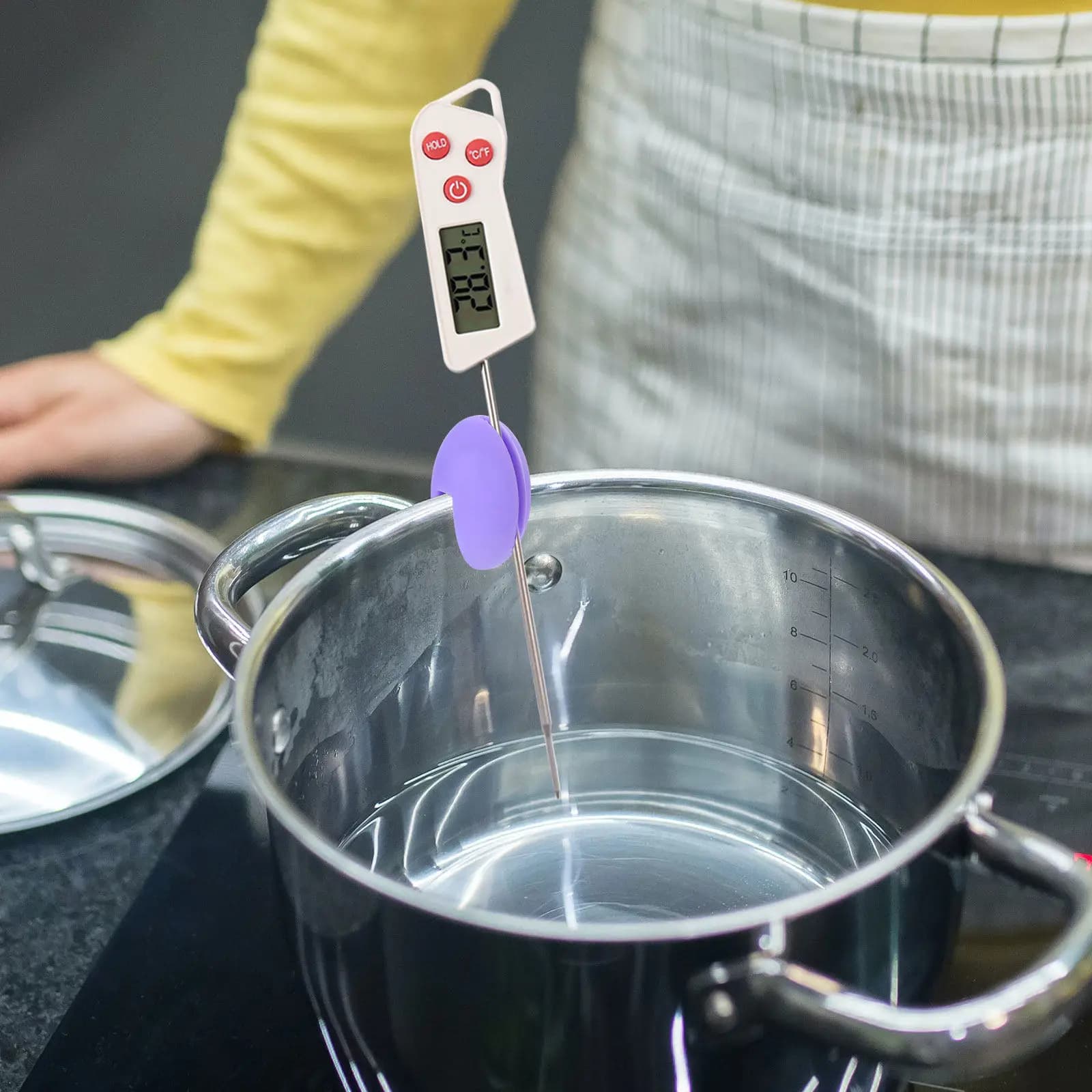 Morsetto per sonda di temperatura in silicone per termometro, per cucinare, cuocere, preparare dolci, sciroppi, frittura e monitoraggio di precisione