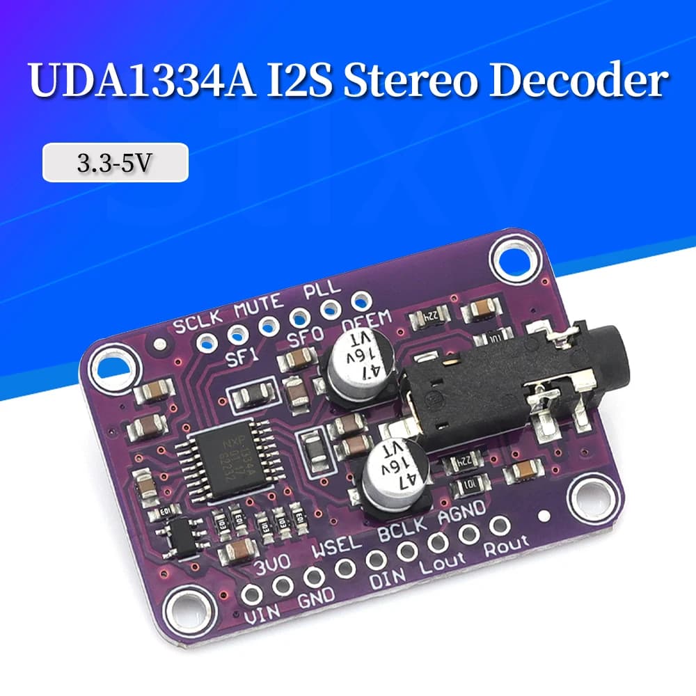Modulo DAC CJMCU-1334 UDA1334A I2S, Scheda Decoder Audio Stereo per Arduino 3.3V - 5V